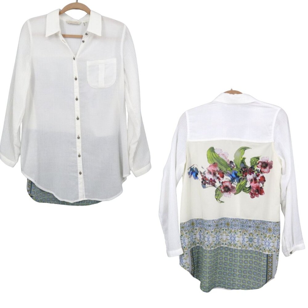 Soft Surroundings Tunic Shirt Womens S White Bloomcore Boho Hippie Cottagecore‎